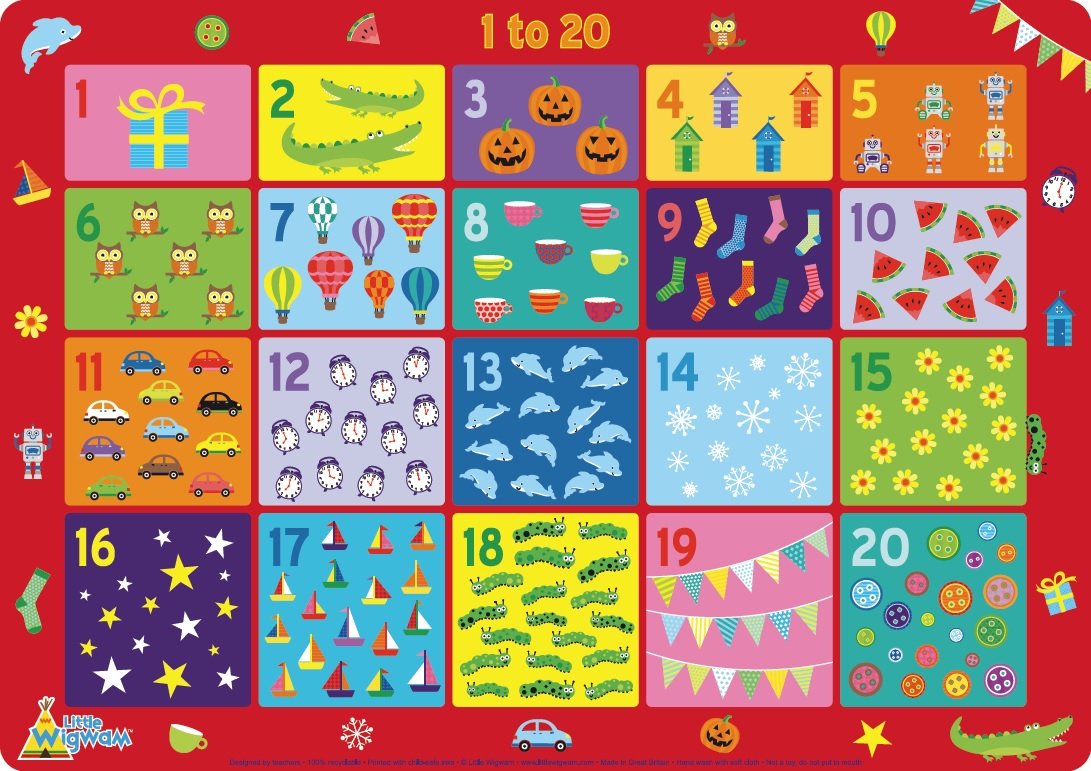 Little Wigwam 1 to 20 Placemat Multicolour
