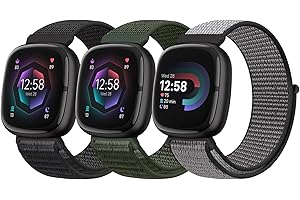 Bcuckood Nylon Loop Compatible with Fitbit Sense 2/Fitbit Sense/Fitbit Versa 4/Fitbit Versa 3 Bands, Women Men Soft Nylon Adjustable Breathable Strap Solo Loop Replacement Wristband