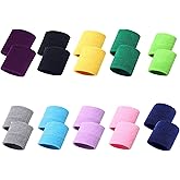 10 Pairs Sports Wristbands, JEMLYD Wrist Sweatbands for Men & Women, Stretchy & Sweat Absorbing Cotton Terry,Perfect for Basketball, Football, Tennis, Soccer, Running & Working Out