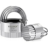 HULISEN Biscuit Cutter Set (5 Pieces/Set), Stainless Steel Round Biscuit Cutters with Handle, Wave Cookies Cutter with Fluted