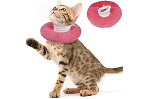 MORVIGIVE Cat Cones to Stop Licking, Adjustable Neck Soft Elizabethan Collar After Surgery, Comfortable & Lightweight Cute Kitten Donut Collar for Head/Foot Wounds Recovery, Pink Small