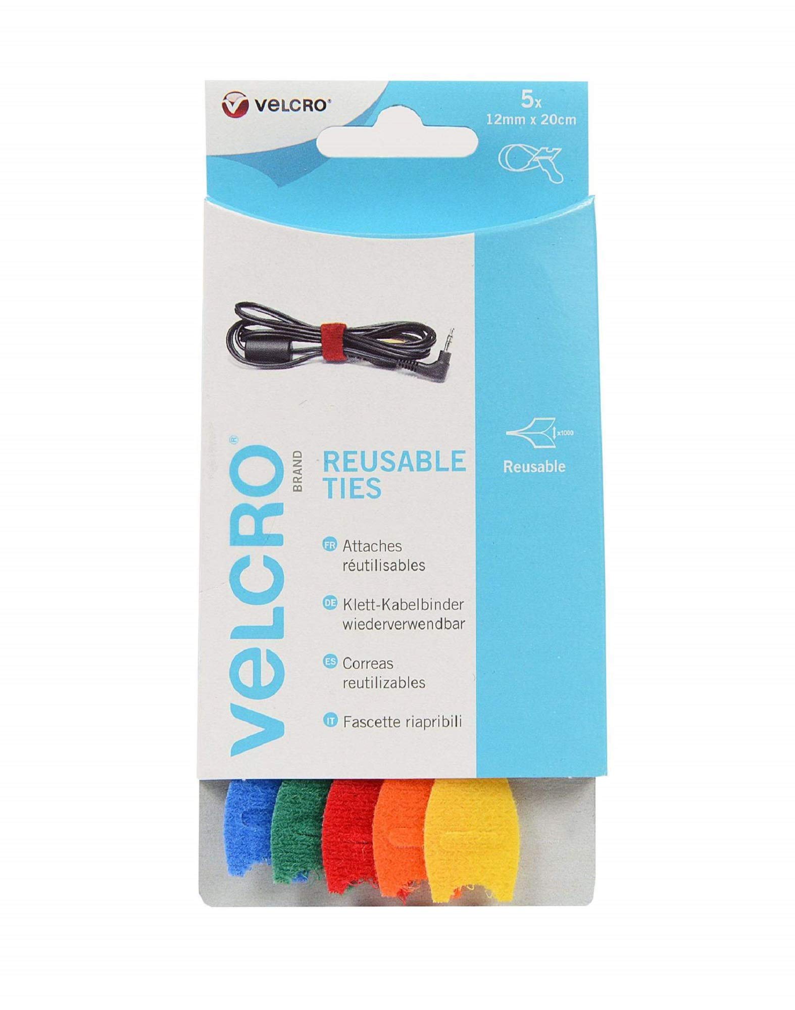 VELCRO® Brand ONE-WRAP Reusable Cable Ties | 12mm x 20cm - Multicolor