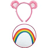 Care Bears Cheer Bear Ears & Patch Costume Kit for Adults with Headband & Iron-On Patch Accessory Set