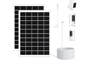 BECOMFY 2 Pack 8W Solar Panel for Ring Camera Outdoor Wireless, Compatible with Outdoor Cam (Stick Up Cam), Outdoor Cam Plus, Stick Up Cam Pro, Spotlight Cam Battery/Plus/Pro, Fast Charging