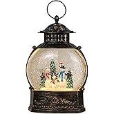 Eldnacele Snow Globe Lighted Christmas Decorations Snowman Claus Singing Snow Globe Lantern with Swirling Glitter, Holiday Party Gifts and Decorations