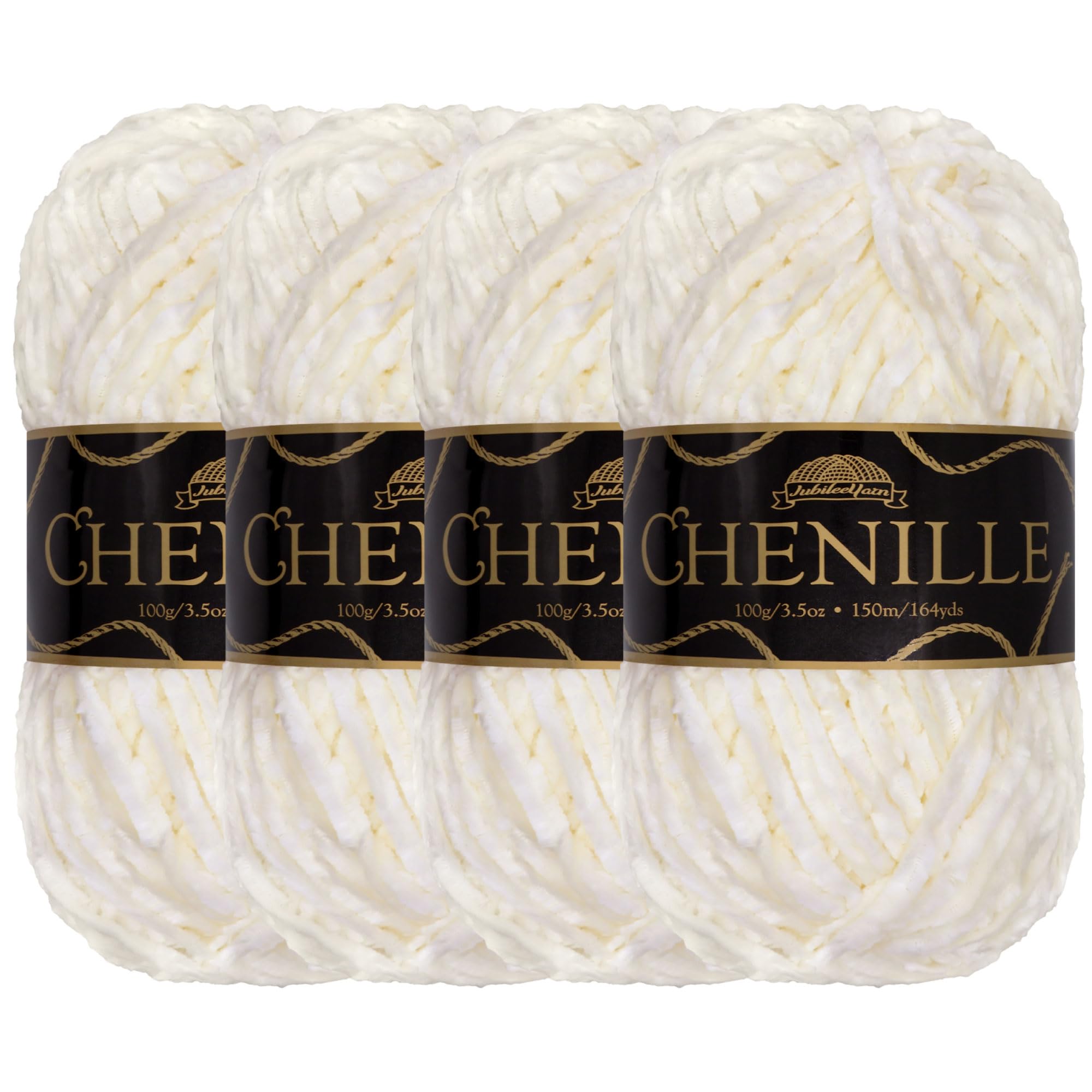 JubileeYarn Chenille Yarn - Worsted Weight - 100g/skein (4 Skeins, 100 Zen)