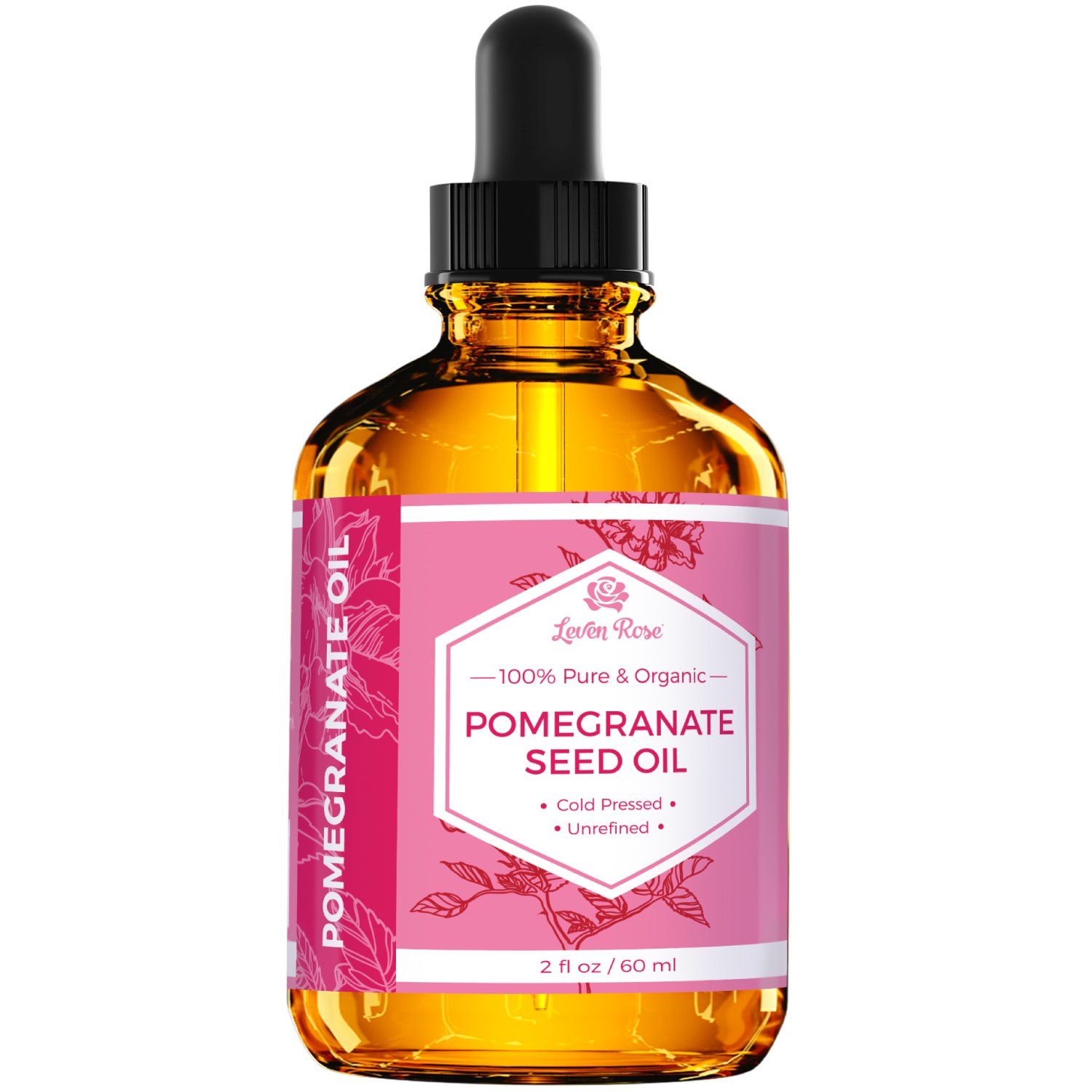 Pomegranate Seed Oil by Leven Rose, 100% Pure Unrefined Cold Pressed Antioxidant Moisturizer for Hair Skin and Nails 2 oz: Beauty