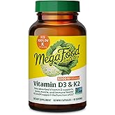 MegaFood Vitamin D3 5000 IU (125 mcg) - Vegetarian Supplements with Vitamin D3 K2 - Supports Bones, Teeth, Muscles & Immune Health - Certified Non-GMO - 60 Mini Capsules, 60 Servings