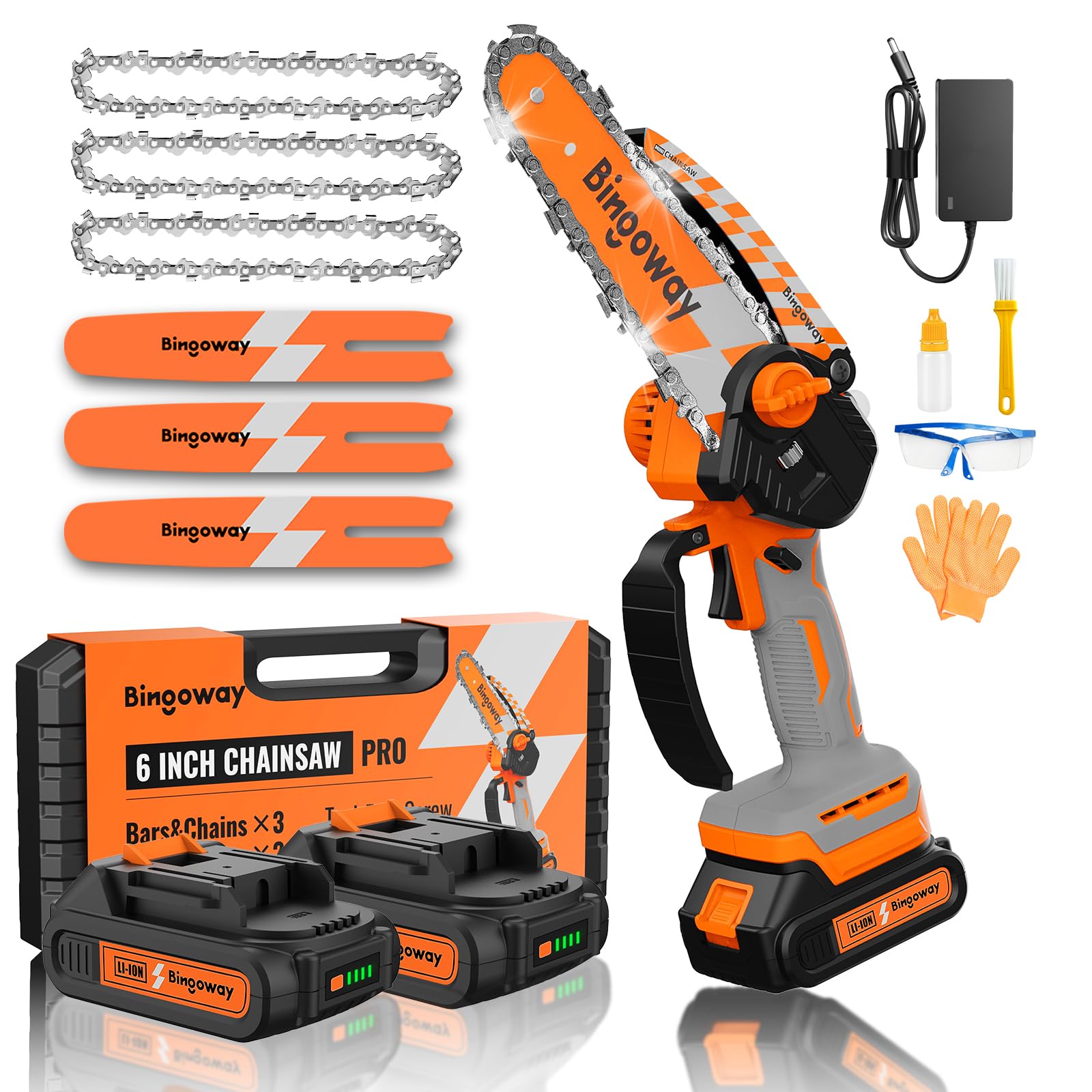 6 Inch Mini Chainsaw Set Plus, Cordless Portable Electric Chainsaw With ...