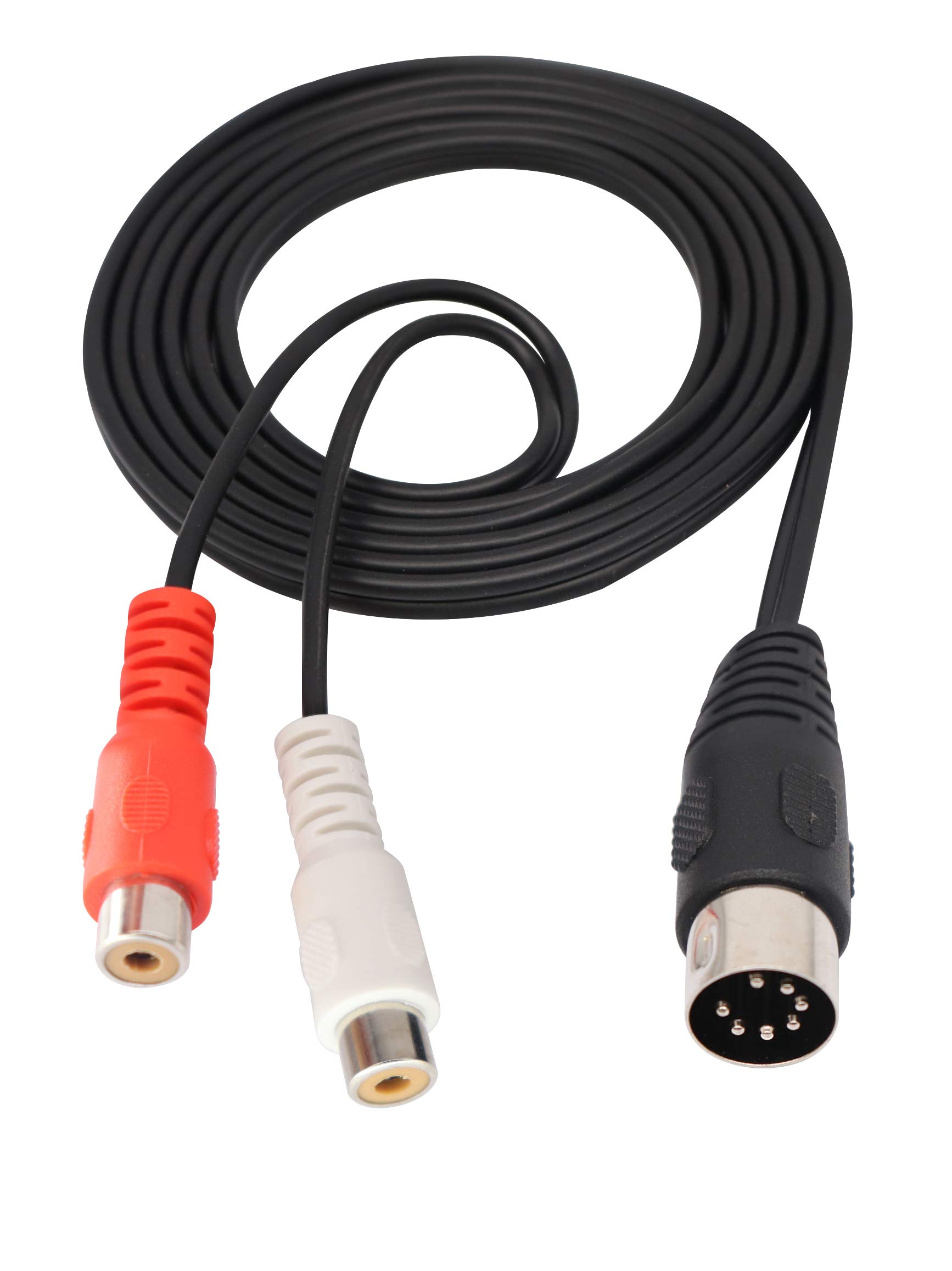 zdyCGTime RCA to Midi extension cable,midi 7 pin male to 2RCA female Audio Adapter Cable,Compatible with Bang & Olufsen B & O, Naim, four Channel Stereo System .(1.5 m / 4.8 ft)