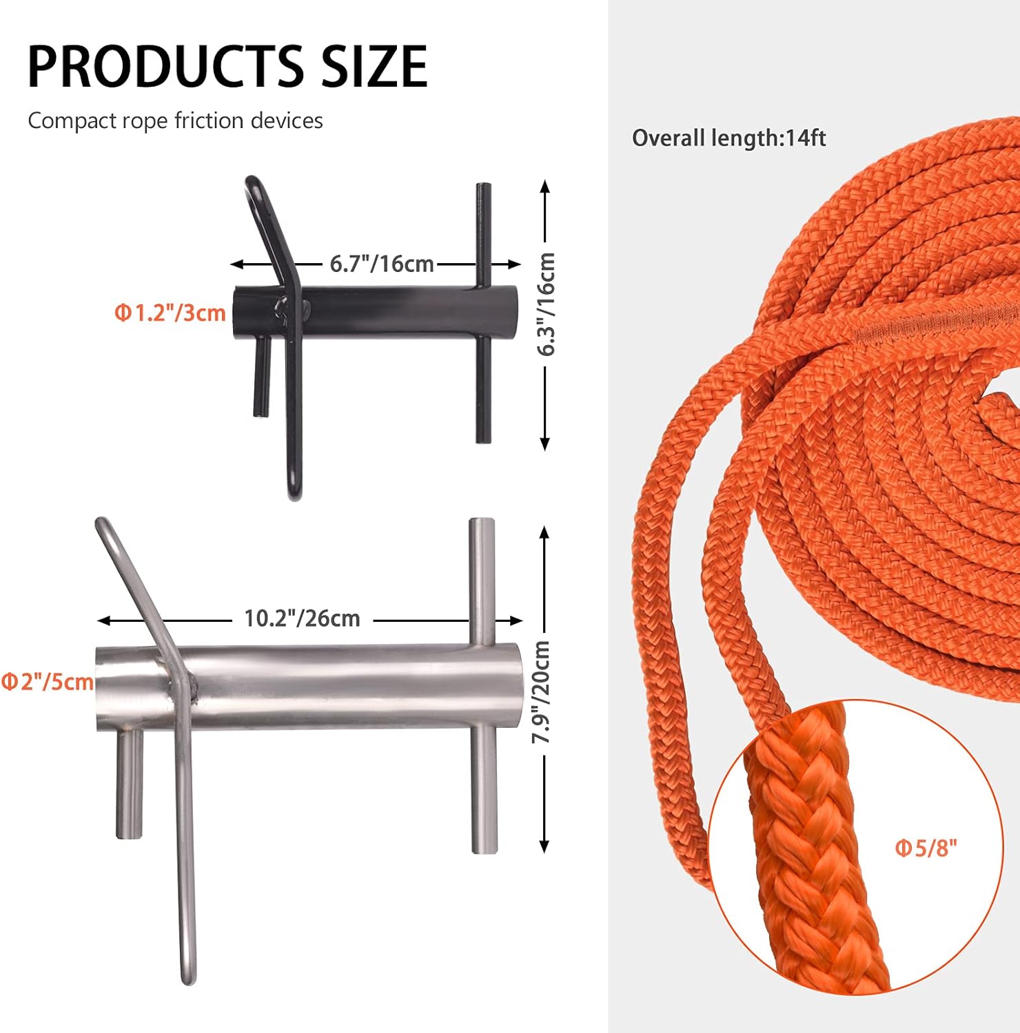 SurmountWay Port Wrap Sling with Port A Wrap, Whoopee Sling 14 ft, Port Wrap Eye Sling 5/8 Inch, Whoopie Sling Arborist Rope 4409LBS Weight Capacity : Sports & Outdoors
