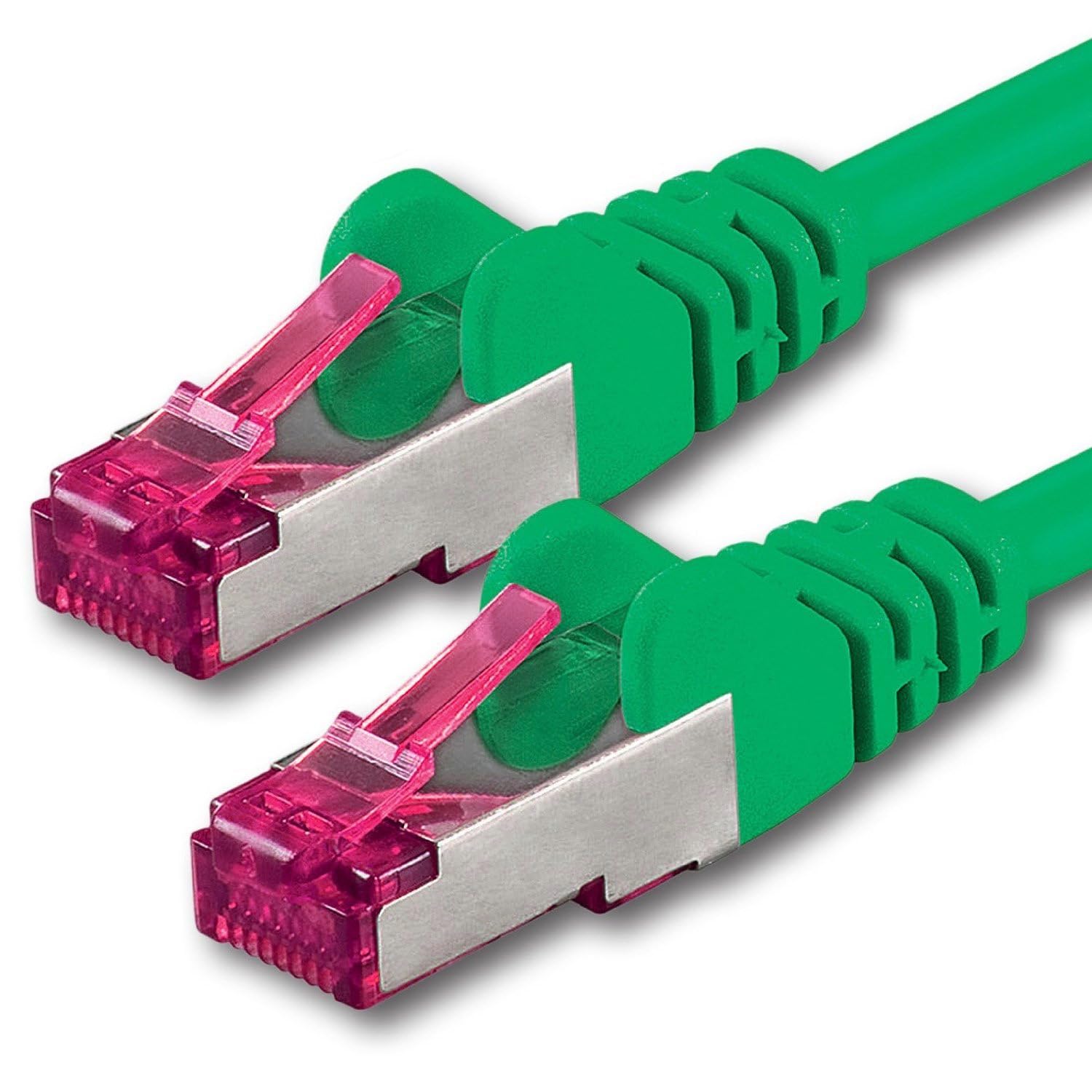 1aTTack.de 0.25m - green - 1 piece - network cable CAT6a (10Gb/s) S-FTP CAT 6a Lanka cable - GHMT certified PIMF 500 MHz Cat5 Cat5e Cat6 Cat6a Cat7 for switch, router, modem, Internet
