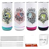 ZREGGUR 20 oz Music Speaker Tumbler 4 pack,Straight music mug with straw, lid, straw brush, shrink wrap,Reusable Travel Coffee Mug For Men and Women