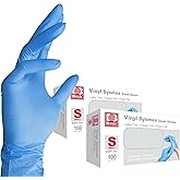 Basic Medical Synmax Vinyl Exam Gloves - Latex-Free & Powder-Free - Small, BMPF-3001 Blue 2 Boxes of 100