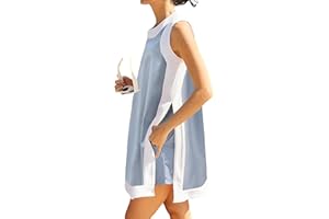 Hooever Women's 2 Piece Sets Casual Color Block Crewneck Sleeveless Pullover Tops Matching Shorts with Pockets