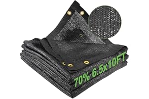 Mklsit Shade Cloth for Garden, 70% 6.5 x 10 FT Black Mesh Tarp with Reinforced Grommets, Sun Shade Net Greenhouse Shade Cloth for Plants Cover, Vegetables, Patio, Chicken Coop Sunshade