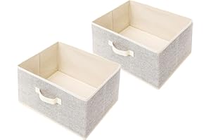 EITMOW Storage Baskets, 15.7-Inch Woven Fabric Bins, Storage Cubes with Reinforced Handles, Organizer Bins for Closet Shelves, Foldable, Clothes. (2PCS/Beige-15.7*11*7.8inch)