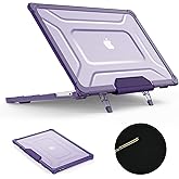 SEYMAC stock Case for MacBook Air 15 inch, Shock-Absorbing Protection with Folding Stand &Mouse Pad Case for MacBook Air 15 inch, Purple