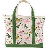 Out of Print Prehistoric Reads Dinosaur Zippered Tote Bag with Inner Pocket - Gift for Book Lovers