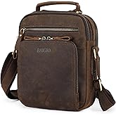 BAIGIO Small Leather Messenger Bag for Men Shoulder Bag Crossbody Vintage Handbag Man Purse for Ipad Travel Bussiness