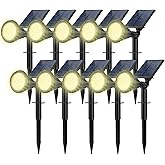 Fratink Solar Spot Lights Outdoor, 10 Pack Outdoor Solar Lights for Yard, 4 Lighting Mode Solar Landscape Spotlights with Auto On/Off, 2-in-1 Waterproof Wall Lights for Garden, Walkway (Warm White)