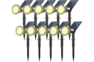Fratink Solar Spot Lights Outdoor, 10 Pack Outdoor Solar Lights for Yard, 4 Lighting Mode Solar Landscape Spotlights with Auto On/Off, 2-in-1 Waterproof Wall Lights for Garden, Walkway (Warm White)