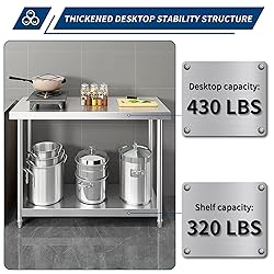 QFBXG Stainless Steel Table for Prep & Work 24 x 12
