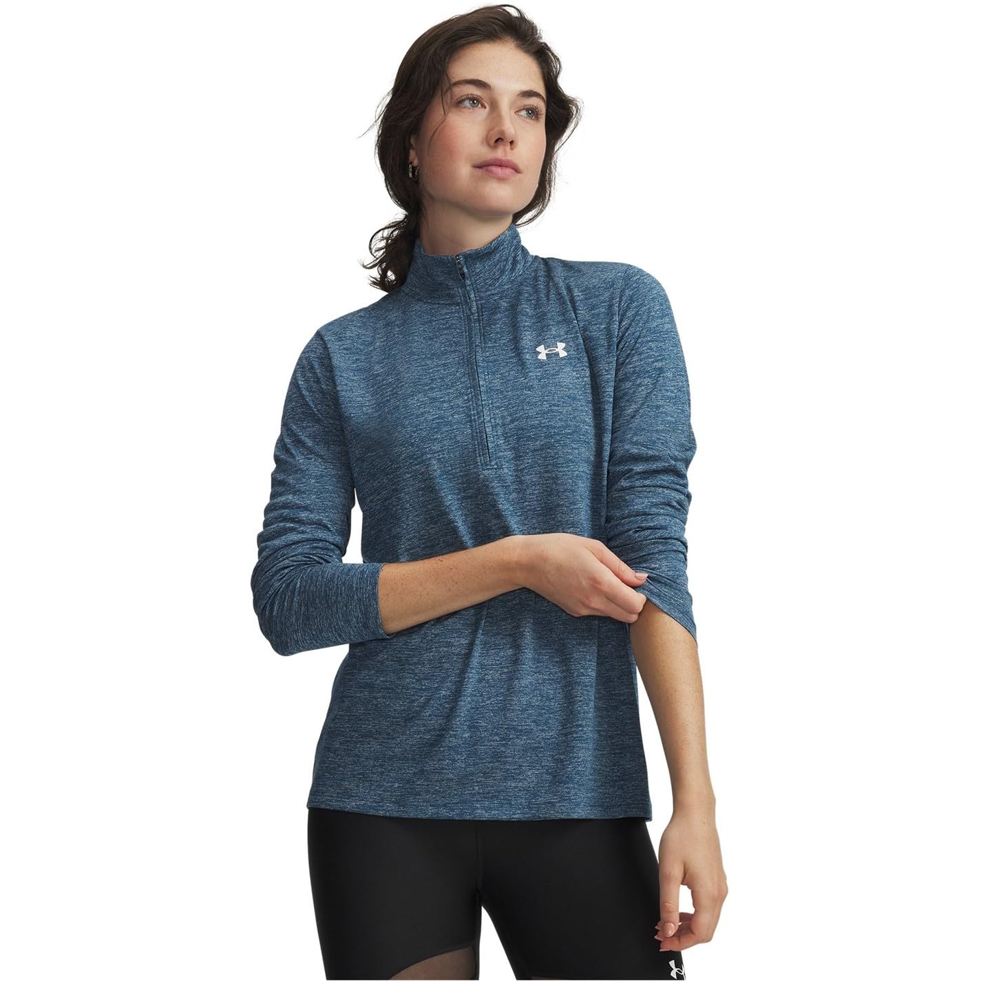 Under Armour Womens Tech 1/4 Zip Twist Wham Blue/White X-Small Image