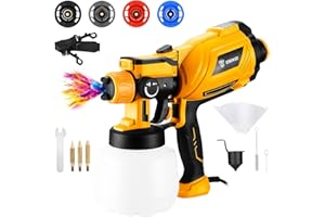 Paint Sprayer :DEKOPRO 1000W HVLP High Power Paint Gun with 1200ml High Capacity Container, Easy to Clean,for House Painting,