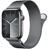 Stainless Steel Milanese Loop Compatible with Apple Watch Band 46mm 42mm 44mm 45mm 49mm 38mm 40mm 41mm men and women, Magneti