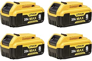 TOVLVTA 4-Pack 8.0Ah Replacement for Dewalt 20V Max Battery Compatible with Dewalt 20V Cordless Power Tools Replace Batteries for DCB201 DCB200 DCB205 DCB207 DCB206