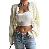 GORGLITTER Women's Cropped Cardigan Trendy 2025 Fall Cute Bolero Shrug Chunky Knit Cardigan Sweaters