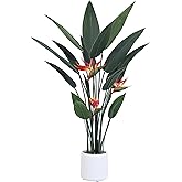 Jocoevol Artificial Bird of Paradise Plant 48in(4Ft) Tall Fake Banana Leaf Plant for Indoors and Outdoors, Artificial Flowers, Faux Palm Tree with Plastic Pot for Office and Home Decor