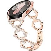 G-ficu Galaxy Watch 4/5/6 band 20mm Band for Samsung Galaxy Watch 5 Band 40mm 44mm, Women Bling Diamond Jewelry Metal Band for Watch 6 40mm 44mm/Watch 5Pro/Watch 4 Classic 42mm 46mm/Watch 3
