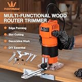 TOPWAY 500W Electric Hand Trimmer Wood Router with 2 Collets 1/4" and 6mm view 2