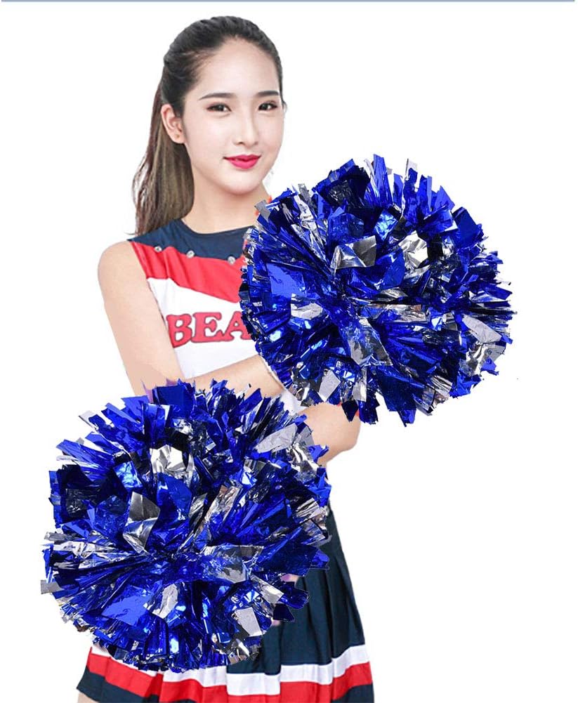 Amazon Com Vbestlife 2 Pack Cheerleading Pompoms Cheering Squad Spirited Fun Cheerleading Kit Cheerleader Aerobics Pom Poms For Team Spirit Dance Party School Sports Competition Stage Performance Silver Blue Sports Outdoors