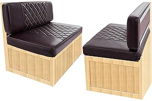 Attliahome RV Dinette Cushions,2 Sets of PU Leather Replacement Camper Cushions Includes 2 Booth Seats and 2 Backrests for RV,Camper,Trailer Bed (Brown,38")