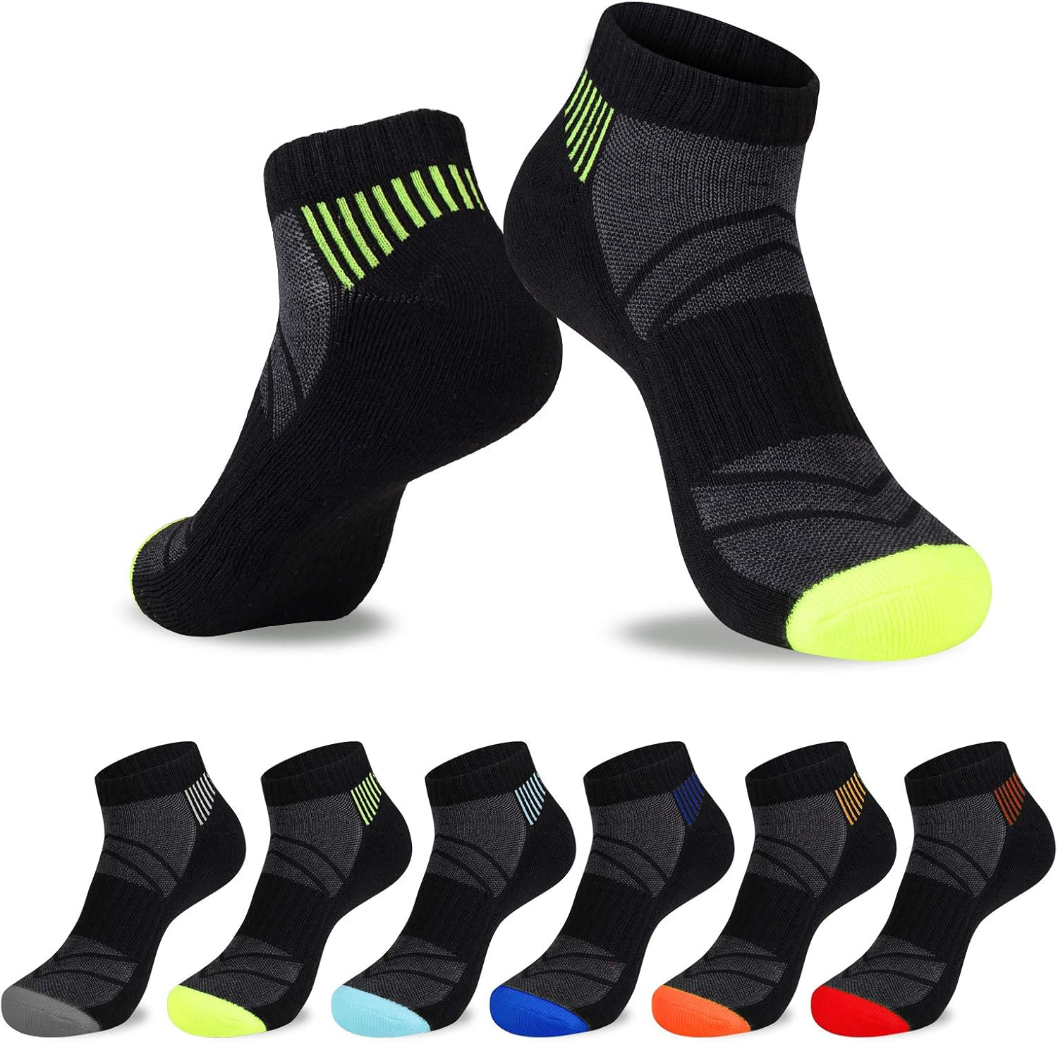 Mens Black Ankle Socks Athletic Running Sports Socks for Men 6 Pack