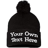Love Sketches Custom Embroidered Beanie – Unisex Cuffed Knit Pom Hat Warm Winter Skull Cap for Men and Women