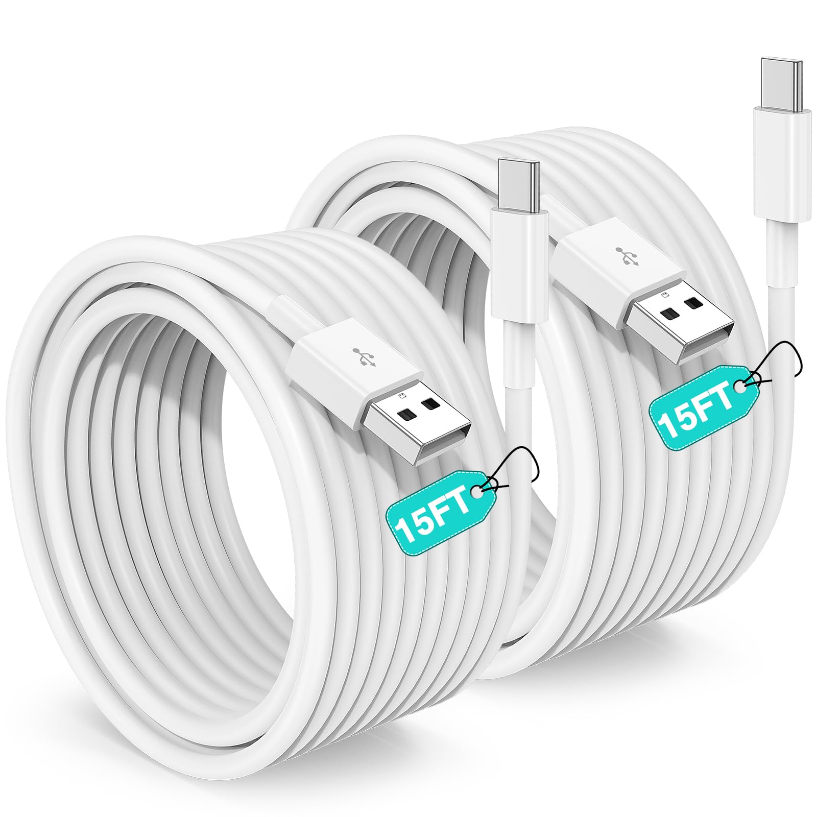 Photo 1 of Extra Long USB C Cable Fast Charging 15FT, [Apple MFi] Long USB A to USB C Cable for iPhone 16 15 Charger Cord 5m,Type C Cable C Charger for iPhone 16 15 Pro Max/16 15 Plus/iPad Pro/Google Pixel-2Pack