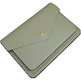 Benfan Leather Laptop Sleeve Compatible with New 15 inch MacBook Air A3114 M3 A2941 M2, Surface Laptop 15, Surface Book 13.5 Color Grey Green