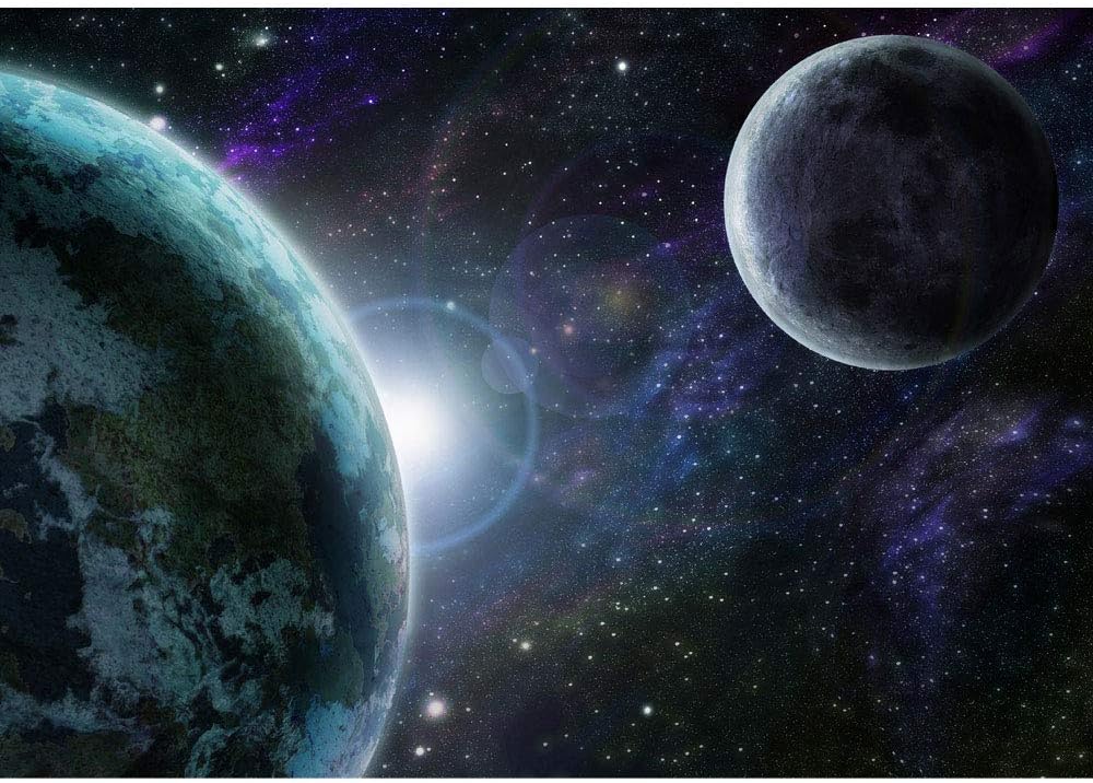 Non-Woven Photographic Wallpaper 350x245 cm – Top Quality – Premium Plus Photo Wallpaper Wall Picture XXL Decorative Wall Picture Wall Mural Photo Wallpaper Space Earth Moon – No. 90