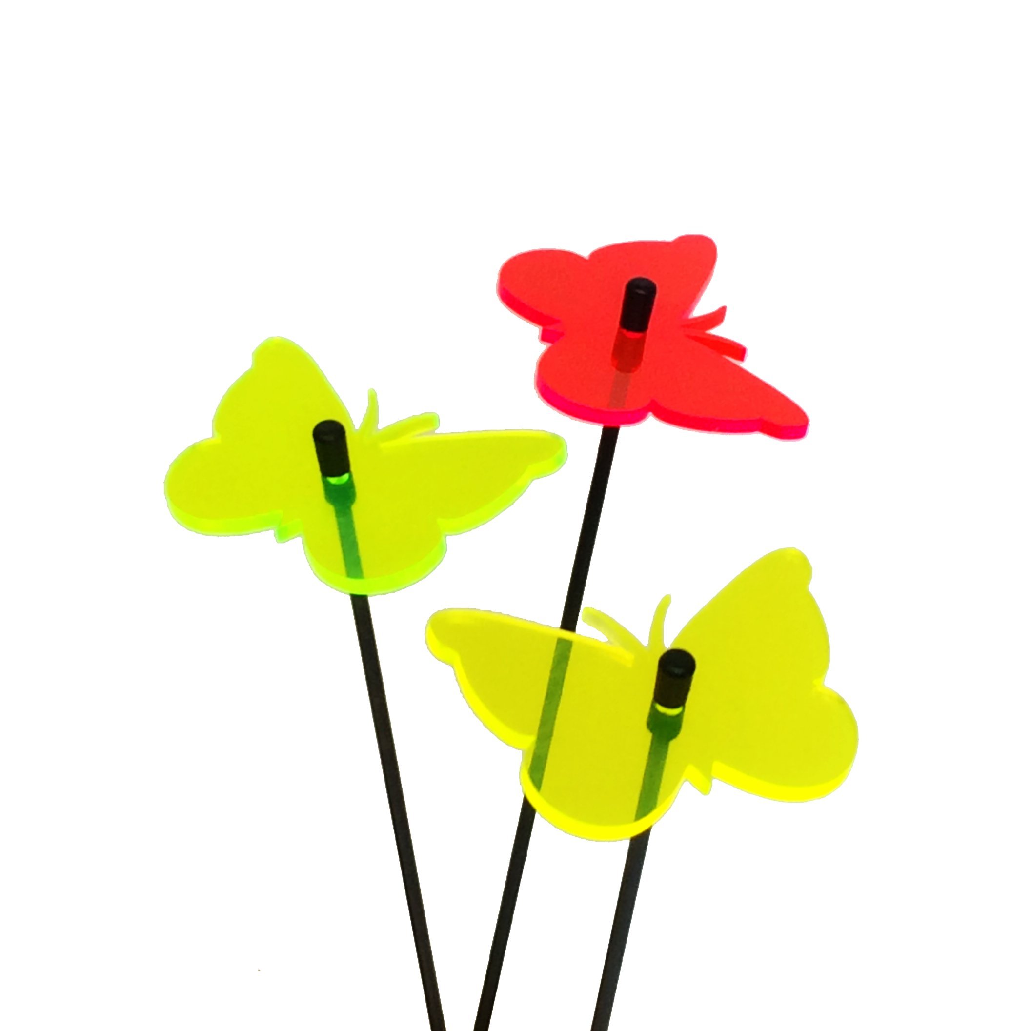 Sun Catcher Garden Decor Ornaments Glowing Gatekeeper Butterfly Set of 3 Garden Stakes 25cm,10 inch high Outdoor Yard Fun Gardeners Gift, Colour:red/yellow/green (3) TR — image 1