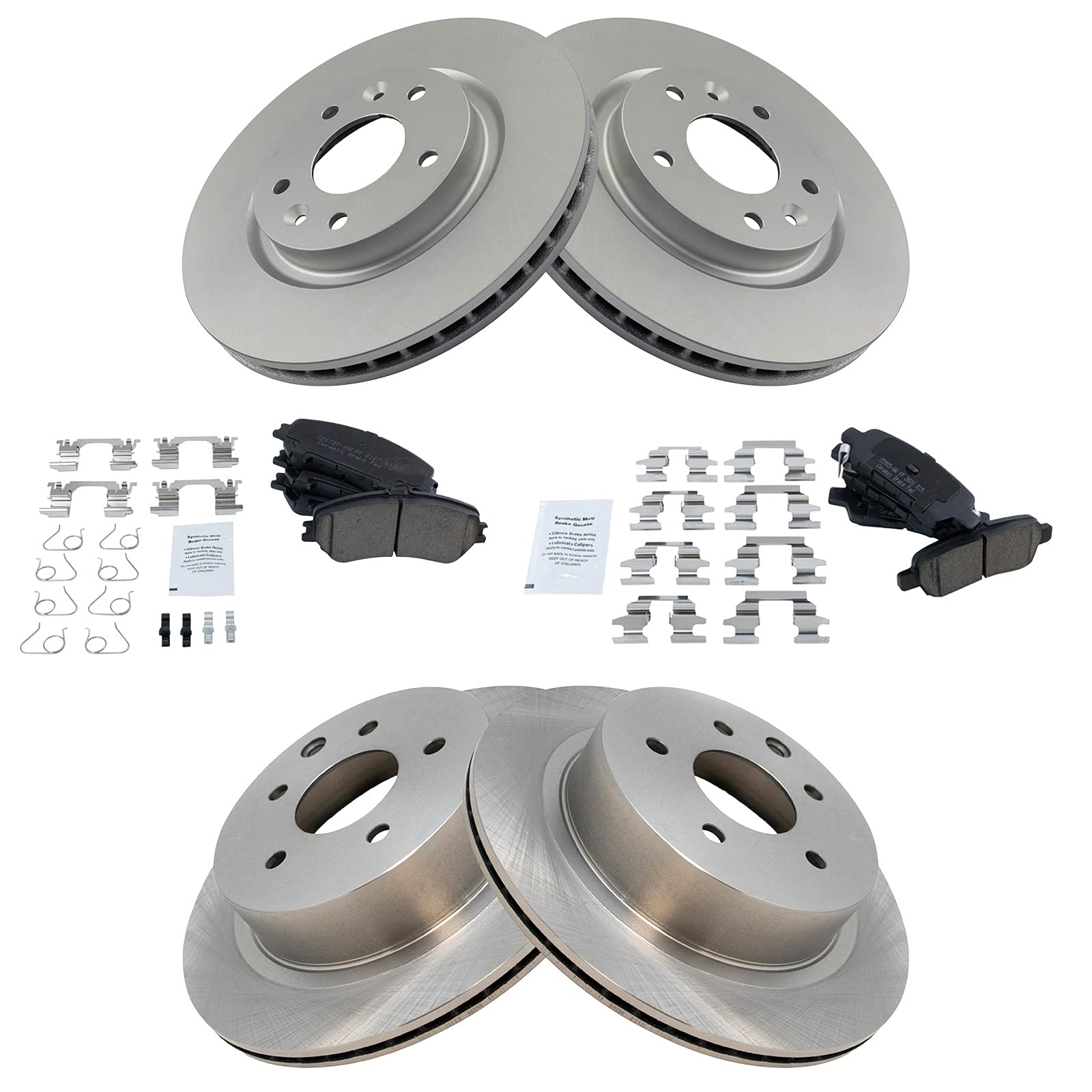 Photo 1 of TRQ Front and Rear Brake Pad & Rotor Kit Brake Pads Brake Rotor Ceramic Premium G-Coated Compatible with 2014-2020 Nissan Rogue 2017-2021 Rogue Sport