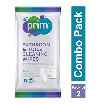 Prim Bathroom and Toilet Cleaning Wipes - 40 Count (Pack of 2)