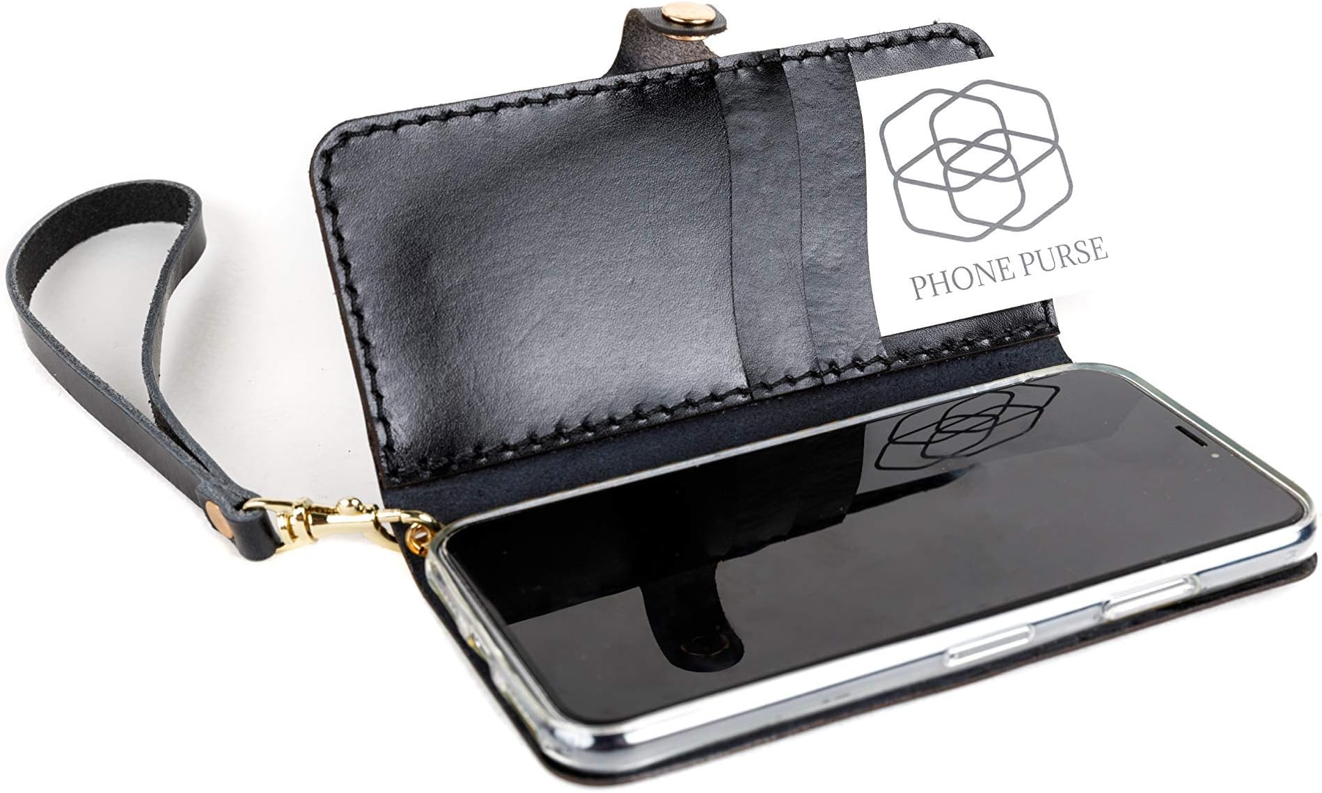 iPhone 8 PLUS/iPhone 7 BLACK lanyard crossbody Cell Phone Case, Leather Crossbody Bag Mini Phone Pouch with Shoulder Strap cell phone leather case 01LS