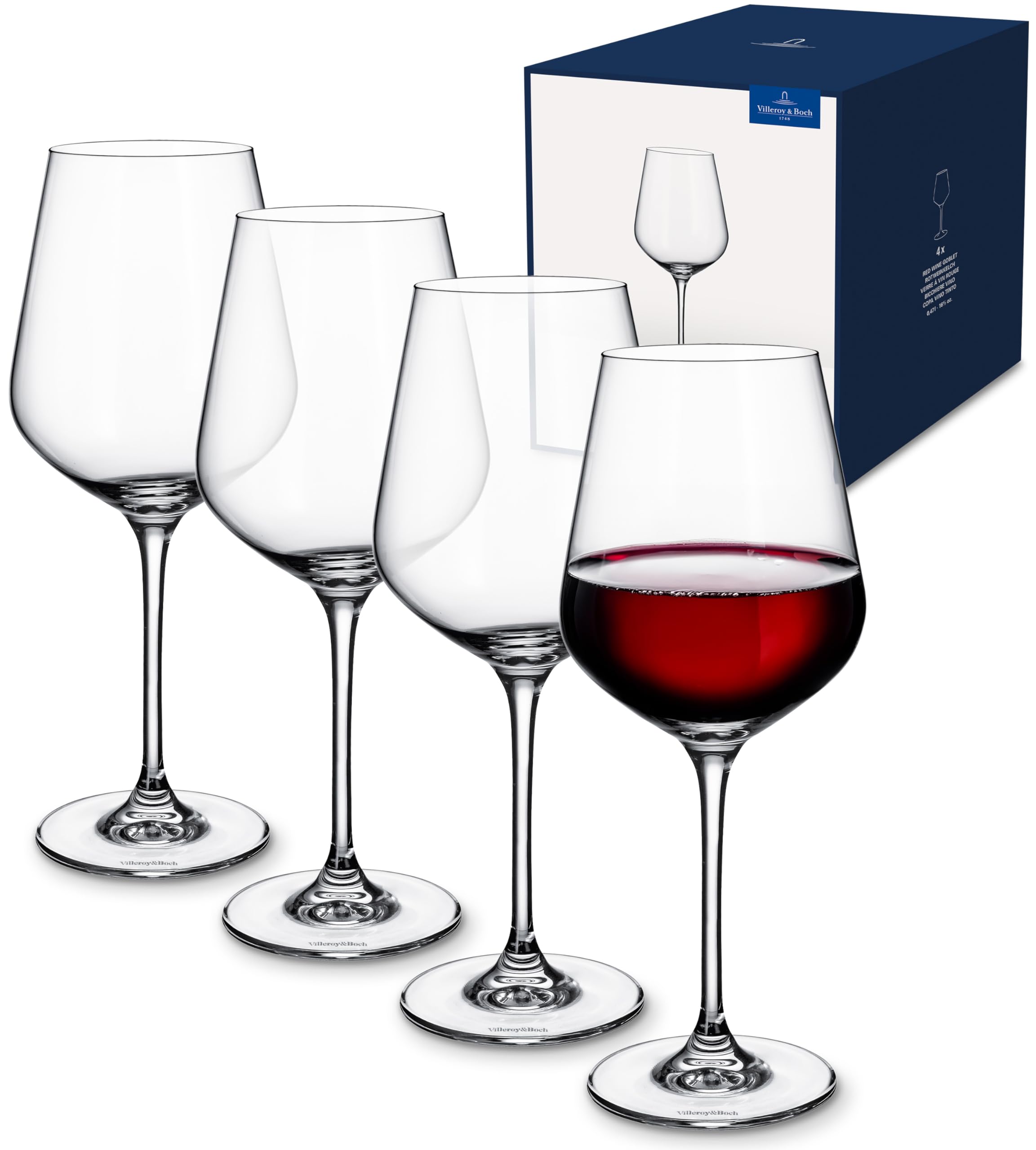 Villeroy & Boch – La Divina Red Wine Glass Set 4 Pieces, Dishwasher Safe, Large Wine Glasses, Red Wine Gobelet, Crystal Glass — image 1
