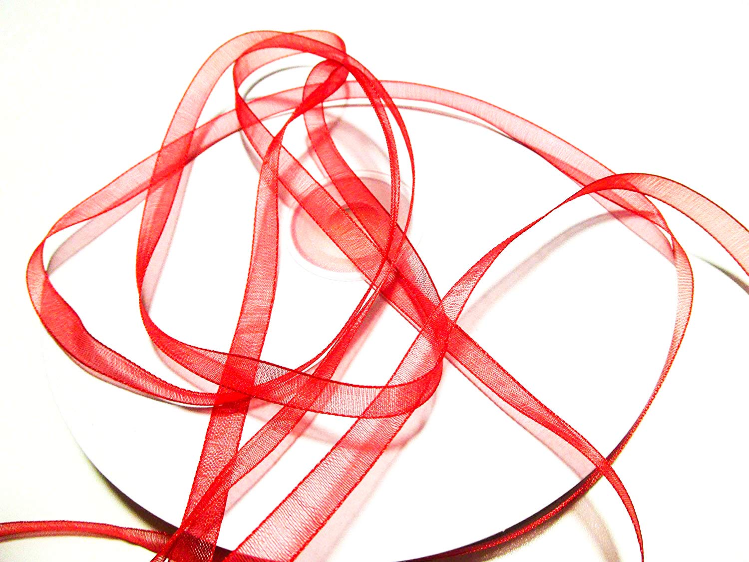 CaPiSo 6 mm Organza Ribbon Gift Ribbon Organza Wedding Christmas Decoration Red