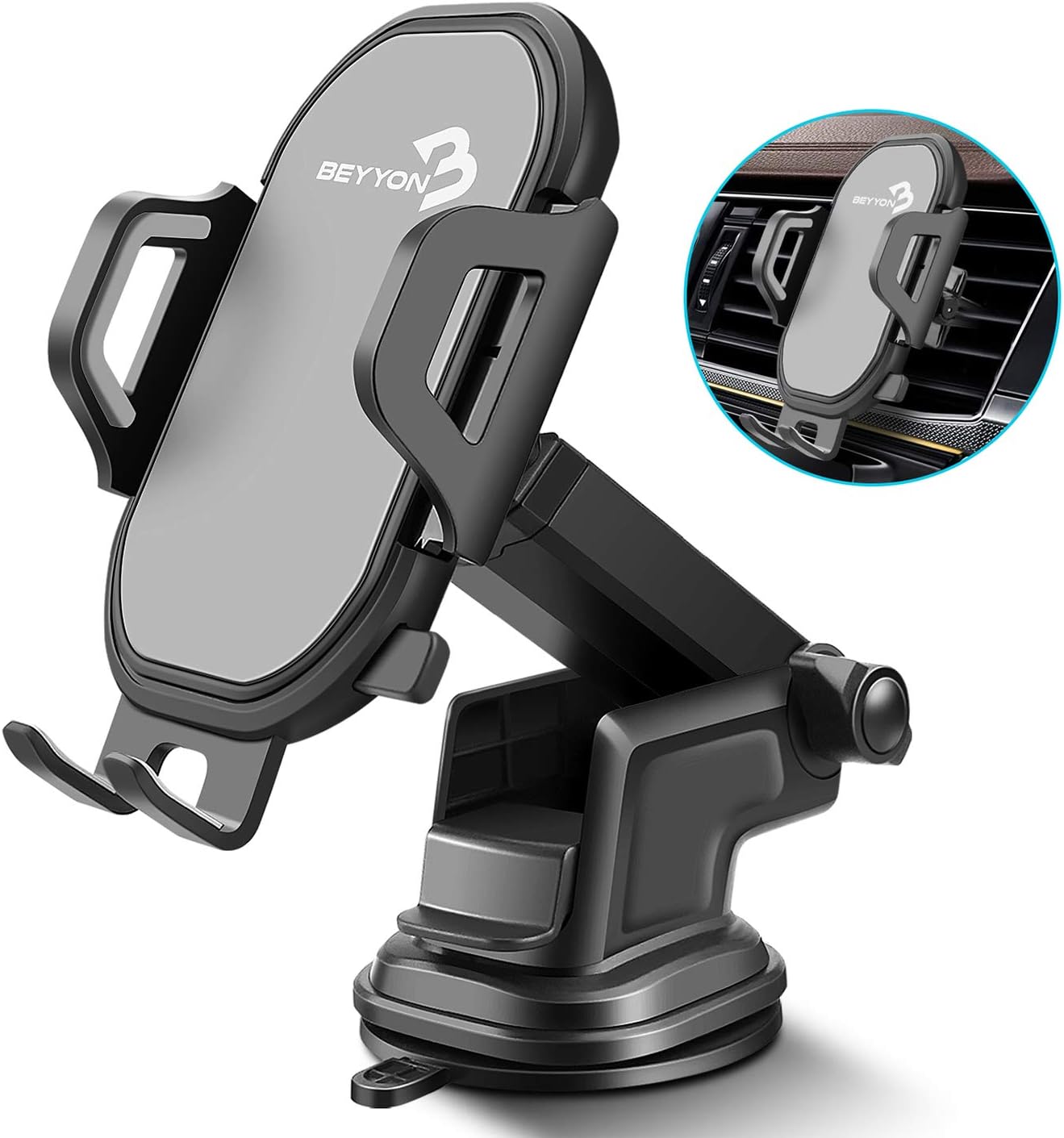 Car Cell Phone Holder Dashboard - BEYYON 2 in 1 Dash Windshield Air Vent Car Phone Mount for iPhone 11 Pro Xs Max XR X 8 7 6s Plus SE, Galaxy S10 5G S10+ S10e S9, Note 10, LG G8, Pixel, HTC