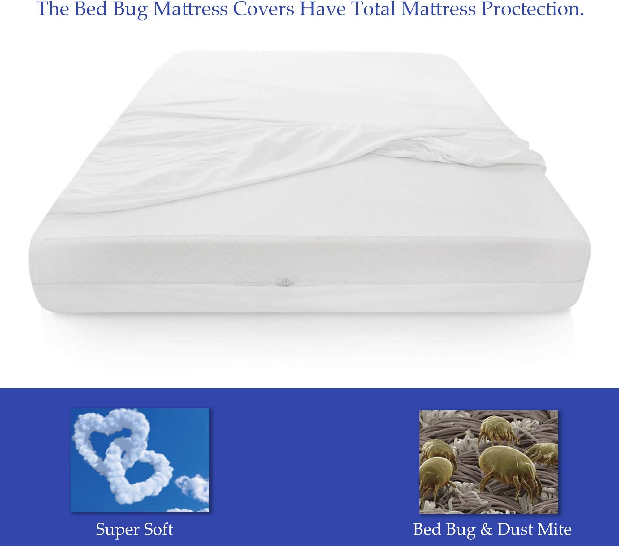 Spinal Solution Ultra Soft Zippered Mattress Protector with Breathable and Noiseless Feature, Bed Bug and WaterProof, Premium Quality Fabric, Fits Mattress 6 to 9-Inch, Queen, White